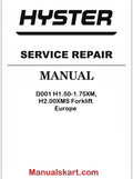 Hyster D001 H1.50-1.75XM, H2.00XMS Forklift Europe Pdf Repair Service Manual