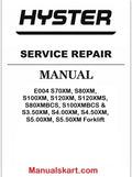 Hyster E004 S70XM, S80XM, S100XM, S120XM, S120XMS, S80XMBCS, S100XMBCS & S3.50XM, S4.00XM, S4.50XM, S5.00XM, S5.50XM Forklift Repair Service Manual