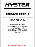 Hyster E019 H13.00XM-6, H14.00XM-6, H16.00XM-6, H10.00XM-12EC, H12.00XM-12EC Forklift Europe Pdf Repair Service Manual
