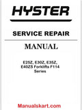 Hyster E25Z, E30Z, E35Z, E40ZS [F114 Series] Electric Forklift Trucks Service Manual