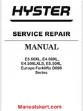 Hyster E3.50XL, E4.00XL, E4.50XL, E4.50XLS, E5.50XL D098 Series Electric Forklifts Service Manual