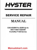 Hyster E40XM, E50XM, E60XM, E65XM [Pre-SEM, F108 Series] Electric Forklift Trucks Service Manual