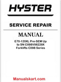 Hyster E70XL, E80XL, E100XL, E120XL C098 Series Electric Forklifts PDF Repair Service Manual