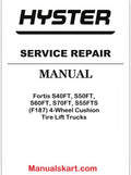 Hyster Fortis S40FT, S50FT, S60FT, S70FT, S55FTS (F187) 4-Wheel Cushion Tire Lift Trucks Pdf Repair Service Manual