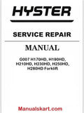 Hyster G007 H170HD, H190HD, H210HD, H230HD, H250HD, H280HD Forklift Pdf Repair Service Manual