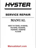 Hyster H007 H170HD, H190HD, H210HD, H230HD, H250HD, H280HD Forklift Pdf Repair Service Manual