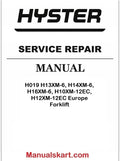 Hyster H019 H13XM-6, H14XM-6, H16XM-6, H10XM-12EC, H12XM-12EC Europe Forklift Pdf Repair Service Manual