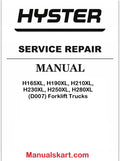 Hyster H165XL, H190XL, H210XL, H230XL, H250XL, H280XL (D007) Forklift Trucks Pdf Repair Service Manual