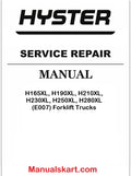 Hyster H165XL, H190XL, H210XL, H230XL, H250XL, H280XL (E007) Forklift Trucks Pdf Repair Service Manual
