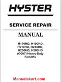 Hyster H170HD, H190HD, H210HD, H230HD, H250HD, H280HD (G007) Heavy-Duty Forklifts Pdf Repair Service Manual
