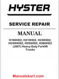 Hyster H190HD2, H210HD2, H230HD2, H230HDS2, H250HD2, H280HD2 (J007) Heavy-Duty Forklift Trucks Pdf Repair Service Manual