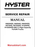 Hyster H800HDS, H900HD, H900HDS, H970HD, H970HDS, H1050HD, H1050HDS (B917) High-Capacity Forklift Trucks Pdf Repair Service Manual