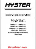 Hyster HR45-27, HR45-31, HR45-36, HR45-40, HR45-41S, HR45-41L, HR45-41LS (B222) Reachstacker Container Handlers Pdf Repair Service Manual