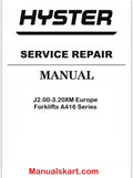 Hyster J2.00-3.20XM Europe Forklifts A416 Series Pdf Repair Service Manual