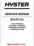 Hyster L007 H190HD2, H210HD2, H230HD2, H230HDS2, H250HD2, H280HD2 Forklift Pdf Repair Service Manual