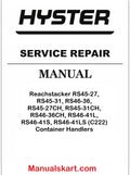 Hyster Reachstacker RS45-27, RS45-31, RS46-36, RS45-27CH, RS45-31CH, RS46-36CH, RS46-41L, RS46-41S, RS46-41LS (C222) Container Handlers Pdf Repair Service Manual