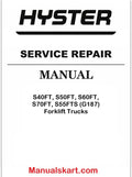 Hyster S40FT, S50FT, S60FT, S70FT, S55FTS (G187) Forklift Trucks Pdf Repair Service Manual