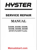 Hyster S40XM, S45XM, S50XM, S55XM, S60XM, S65XM (D187) Forklift Trucks Pdf Repair Service Manual