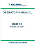 Hyundai HG190-3 Motor Grader Pdf Operator's Manual Download