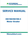 Hyundai HG190/HG190-3 Motor Grader Pdf Repair Service Manual