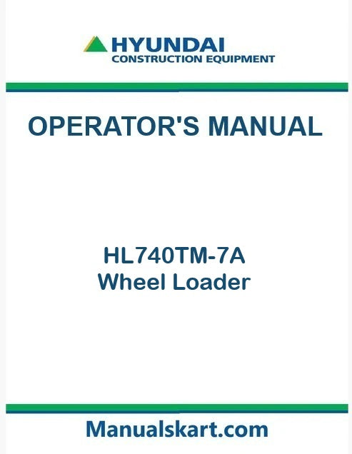 Hyundai HL740TM-7A Wheel Loader Pdf Operator's Manual