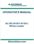 Hyundai HL760 (#1001-#1301) Wheel Loader Pdf Operator's Manual