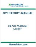 Hyundai HL770-7A Wheel Loader Pdf Operator's Manual