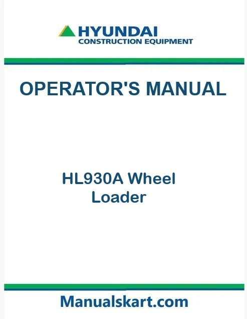 Hyundai HL930A Wheel Loader Pdf Operator's Manual