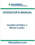 Hyundai HL940A (#10001~) Wheel Loader Pdf Operator's Manual