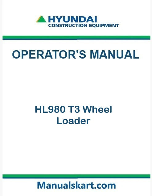 Hyundai HL980 T3 Wheel Loader Pdf Operator's Manual