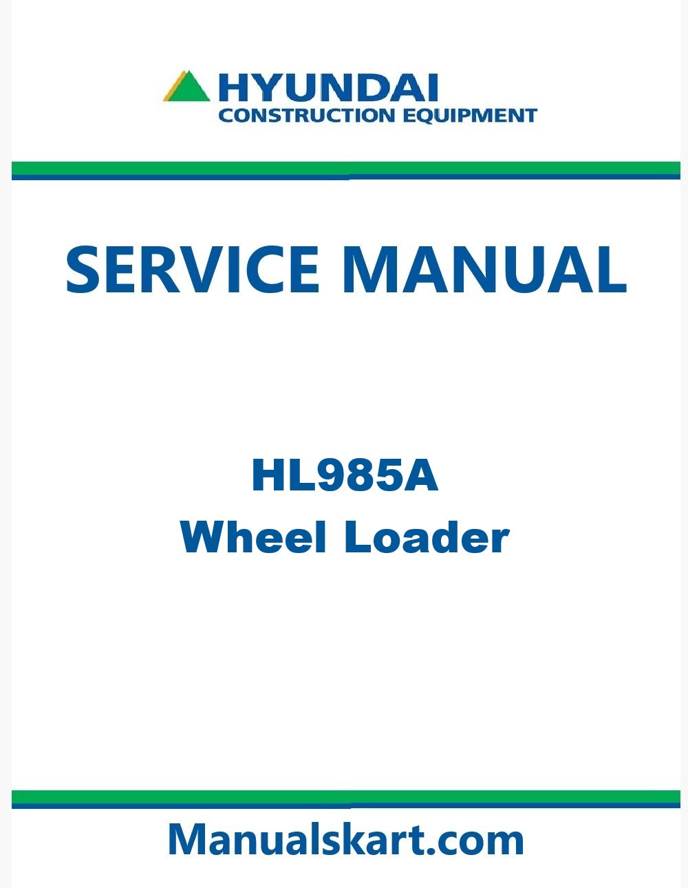 Hyundai HL985A Wheel Loader Pdf Repair Service Manual