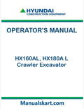 Hyundai HX160AL, HX180A L Crawler Excavator Pdf Operator's Manual