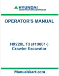 Hyundai HX220L T3 (#10001-) Crawler Excavator Pdf Operator's Manual