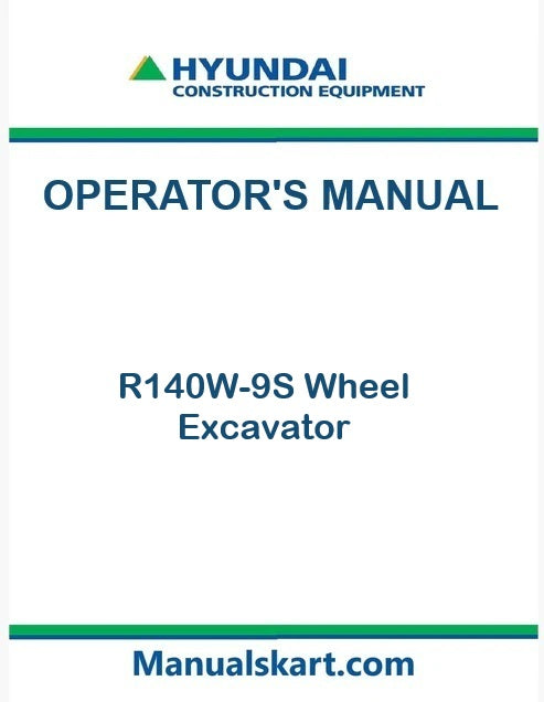 Hyundai R140W-9S Wheel Excavator Pdf Operator's Manual