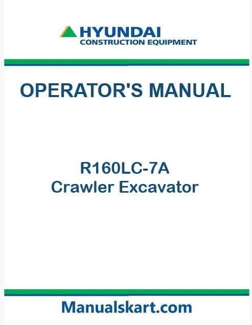 Hyundai R160LC-7A Crawler Excavator Pdf Operator's Manual