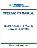 Hyundai R160LC-9 Crawler Excavator Pdf Operator's Manual (Brazil, Tier 3)