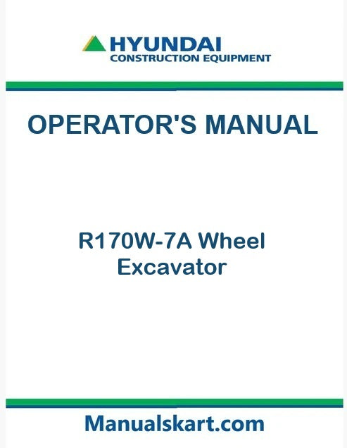 Hyundai R170W-7A Wheel Excavator Pdf Operator's Manual