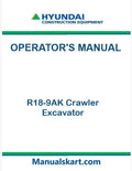 Hyundai R18-9AK Crawler Excavator Pdf Operator's Manual
