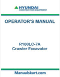 Hyundai R180LC-7A Crawler Excavator Pdf Operator's Manual