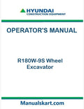 Hyundai R180W-9S Wheel Excavator Pdf Operator's Manual