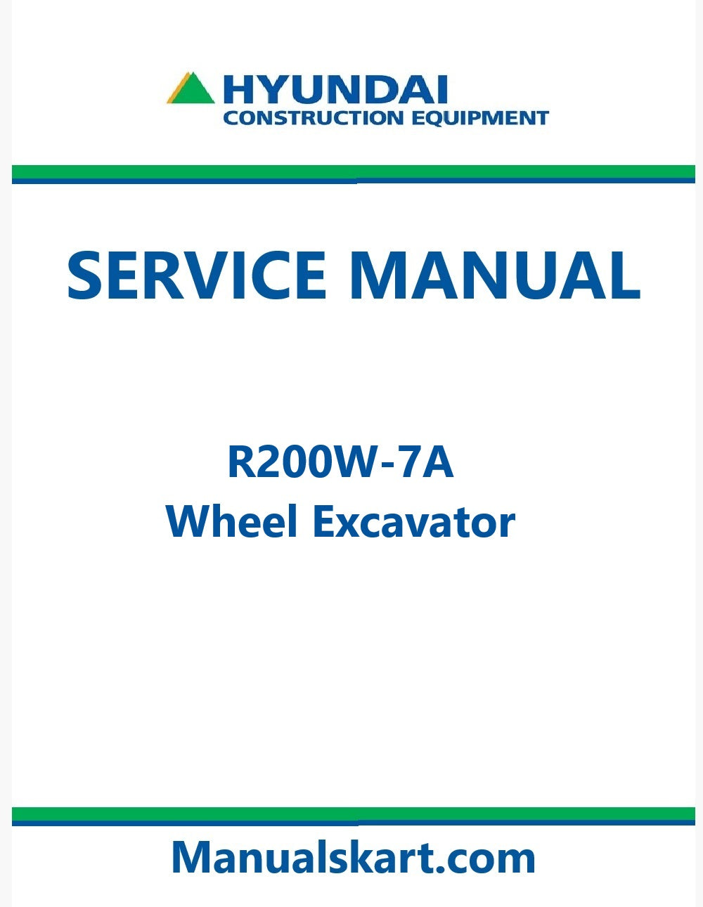 Hyundai R200W-7A Wheel Excavator Pdf Repair Service Manual