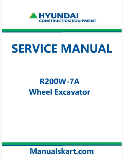 Hyundai R200W-7A Wheel Excavator Pdf Repair Service Manual