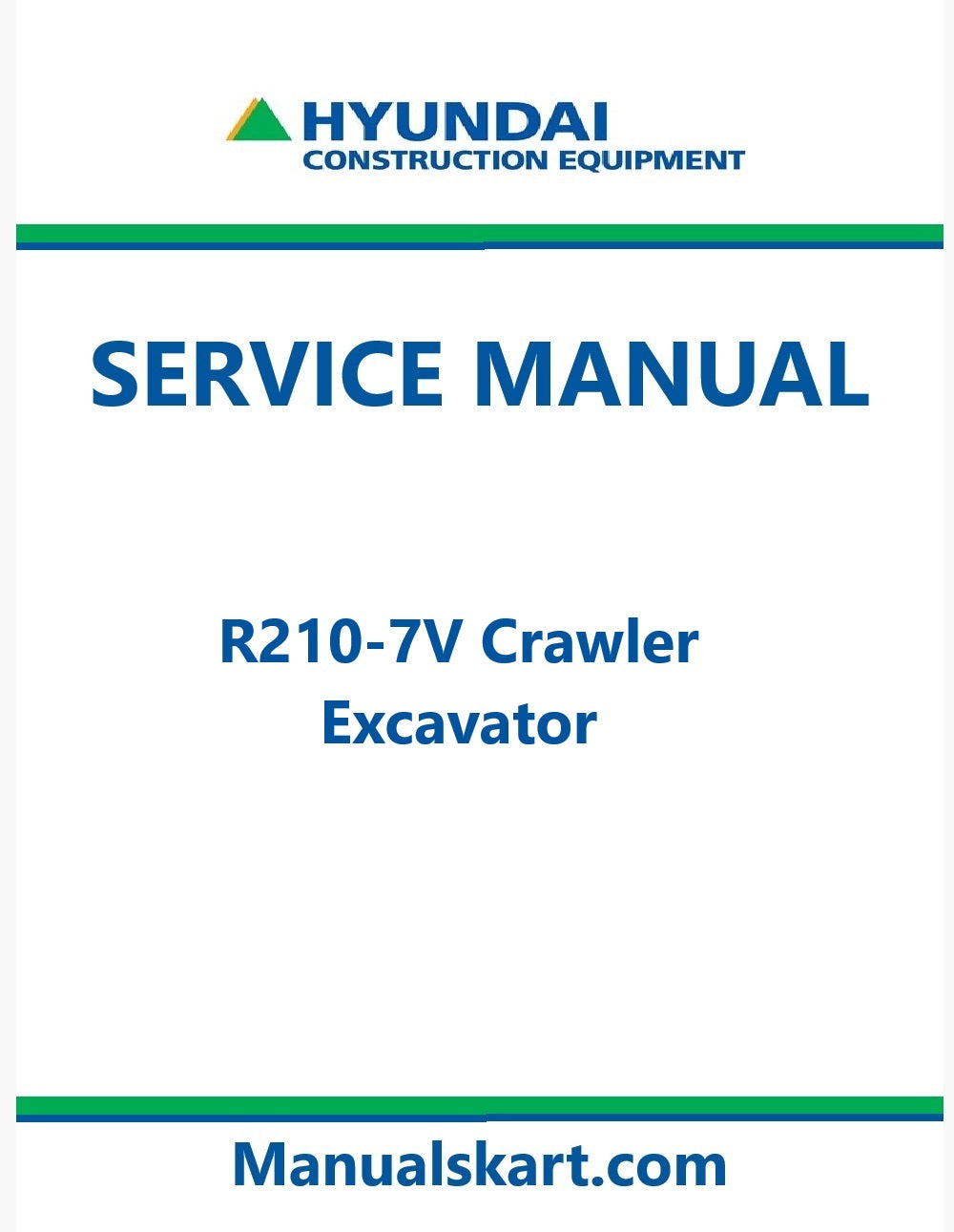 Hyundai R210-7V Crawler Excavator Pdf Repair Service Manual