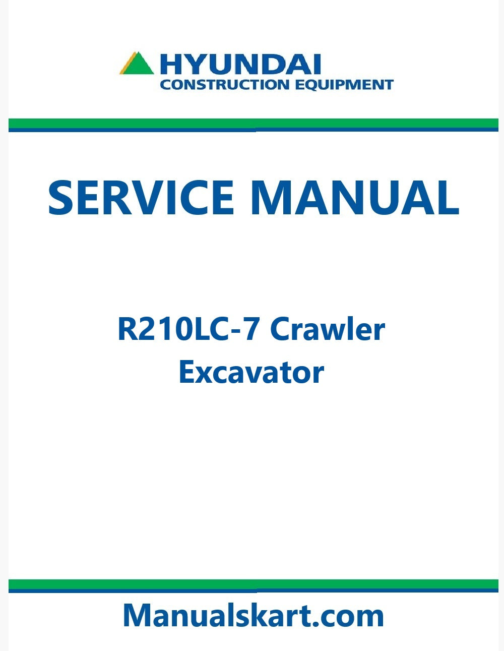 Hyundai R210LC-7 Crawler Excavator Pdf Repair Service Manual