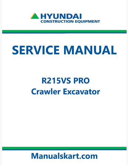 Hyundai R215VS PRO Crawler Excavator Pdf Repair Service Manual