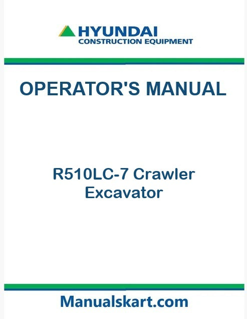 Hyundai R510LC-7 Crawler Excavator Pdf Operator's Manual