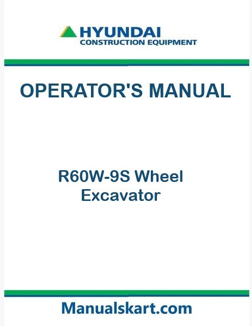Hyundai R60W-9S Wheel Excavator Pdf Operator's Manual