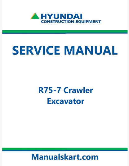 Hyundai R75-7 Crawler Excavator Pdf Repair Service Manual