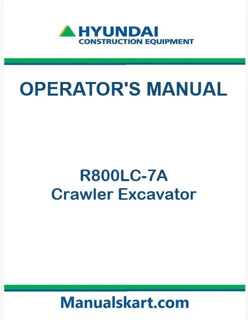 Hyundai R800LC-7A Crawler Excavator Pdf Operator's Manual