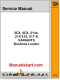 JCB 3CX, 4CX, 214E, 214 215, 217 & VARIANTS Backhoe Loader Repair Service Manual PDF